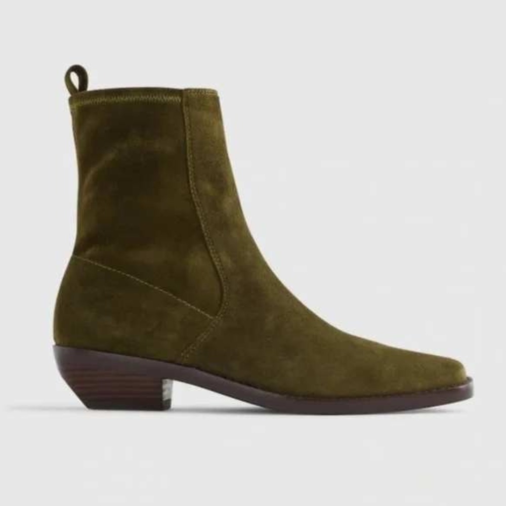 NEW Madewell Idris Glove Ankle Boot Green Suede Women 9.5 NX430‎ Western